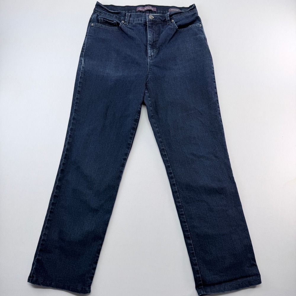 Gloria Vanderbilt Amanda High Rise Straight Leg Jeans Dark Wash Blue Size 12
